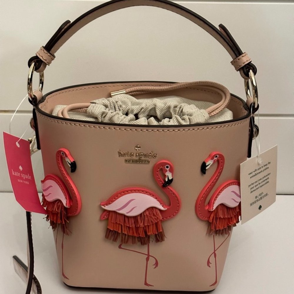 Kate Spade By the Pool Flamingo Pippa Bucket Bag
